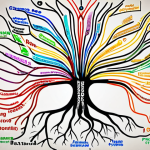 ** A vibrant, interconnected mind map radiating outward from a central topic like "Successful Marketing Campaign."  Branches extend to related concepts like "Customer Psychology," "Social Media Engagement," "Data Analysis," and "Creative Content."  Visualize colorful lines connecting the concepts, illustrating relationships and influences. The overall impression should be one of clarity, insight, and dynamic understanding.

**
