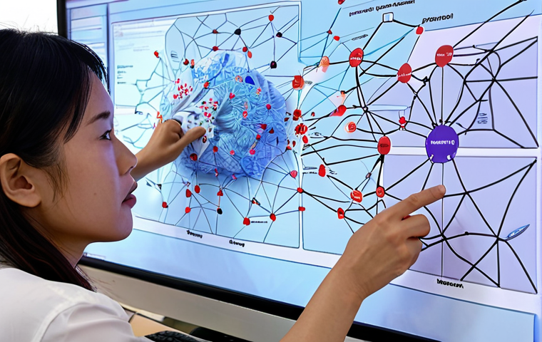 A Vietnamese researcher, mid-focus, looking at a luminous digital concept map on a screen. The map, vibrant with interconnected nodes and clear labels, emanates clarity, symbolizing the transformation of chaotic thoughts into organized insights. Surrounding the researcher, a subtle visual transition from scattered papers to a clean, focused workspace represents the concept map as a "second brain" guiding deep analysis and creative problem-solving within a modern Vietnamese research environment.